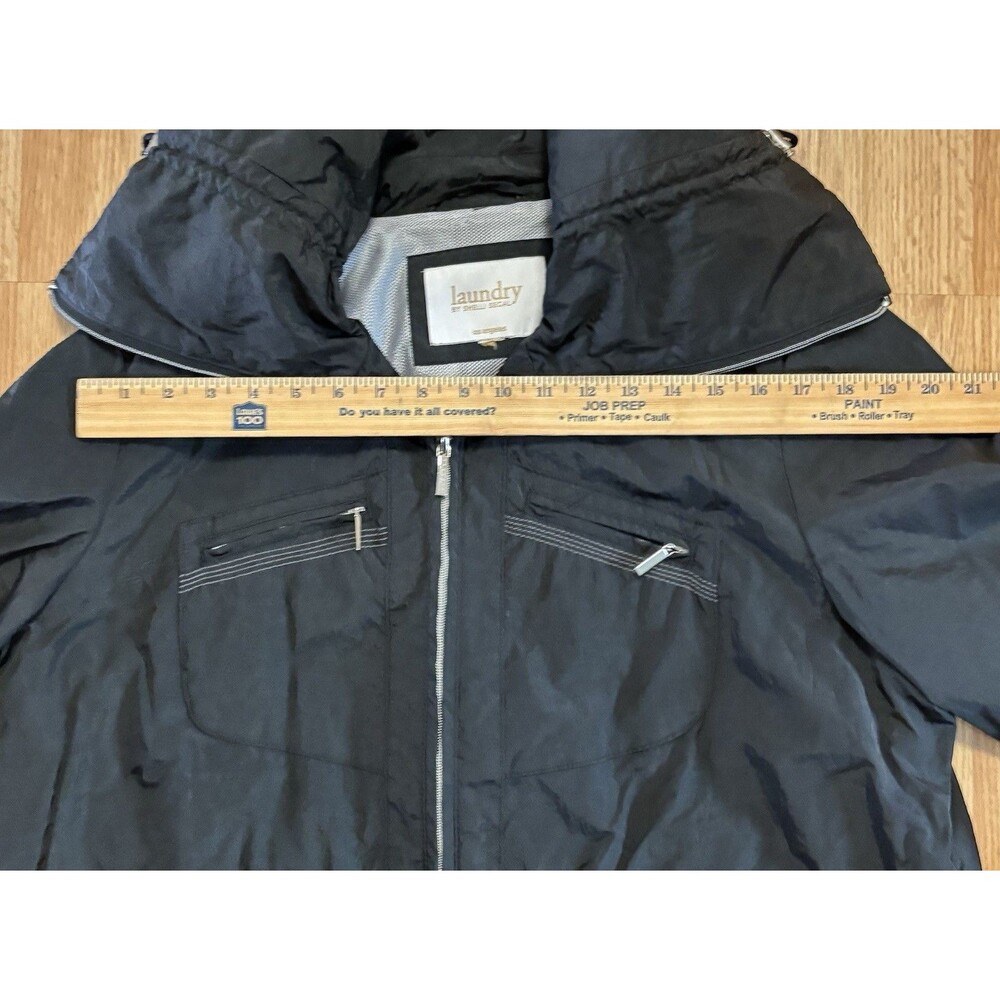 Laundry By Shelli Segal Jacket Black Lightweight Raincoat Pockets See Note Size - Picture 7 of 12